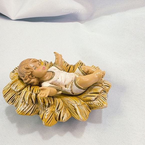 Fontanini Baby Jesus With Cradle Figure Rare Resin 2 Piece 4 Inch 1993 - Picture 5 of 9